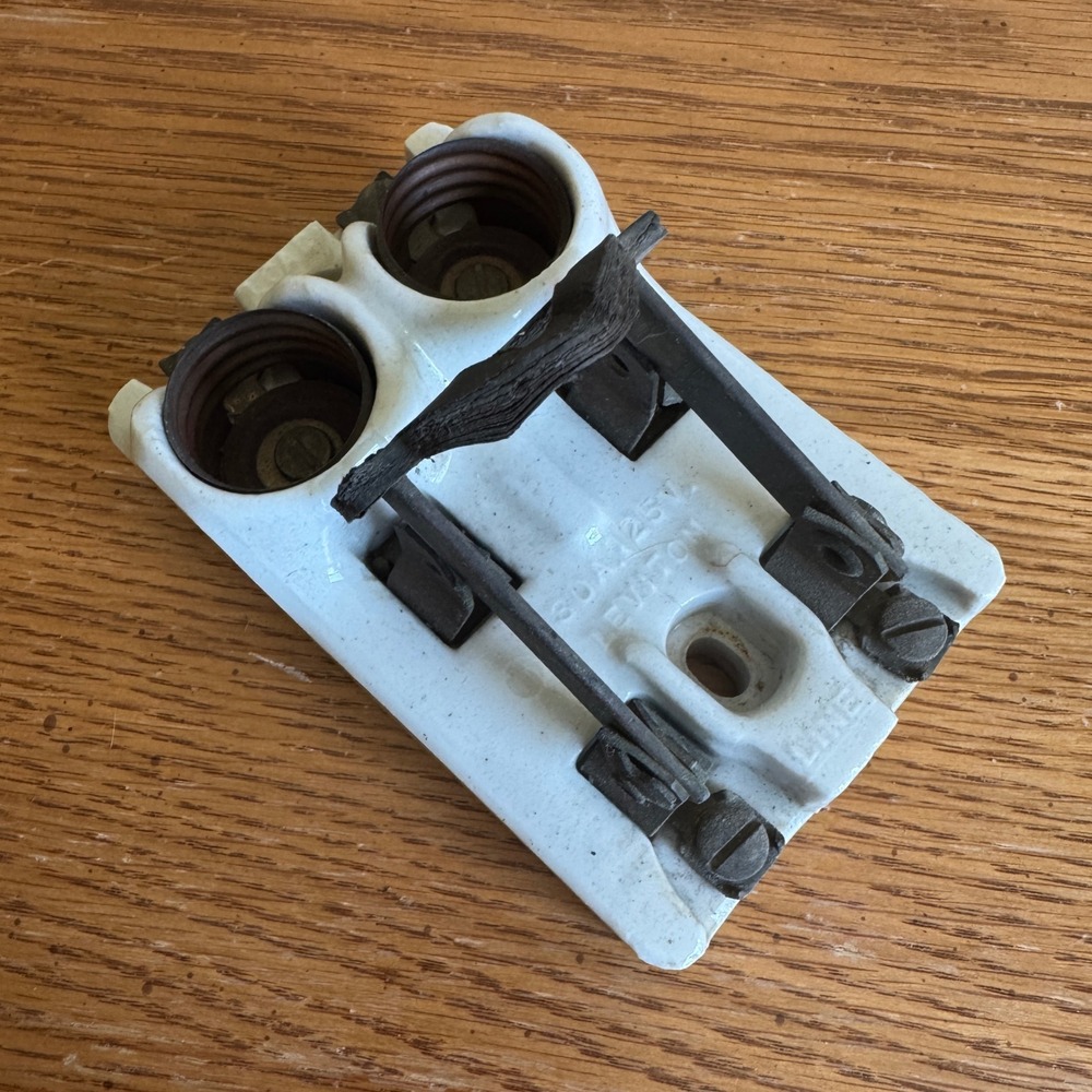 Vintage Leviton Porcelain Knife Switch Fuse Block 30A 125V Industrial Steampunk